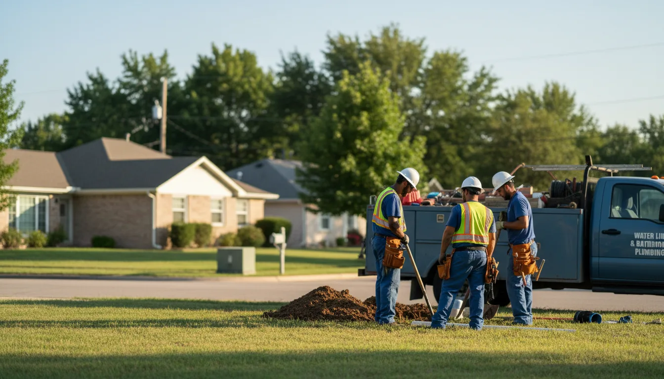 Residential water line and bathroom plumbing service in Snow, OK